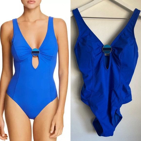 Amoressa by Miraclesuit Crete Electra Plunge One Piece Swimsuit size 8 - Picture 1 of 12